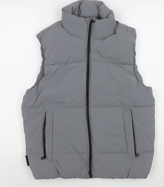 Sinsay Mens Grey Gilet Waistcoat Size XS Zip
