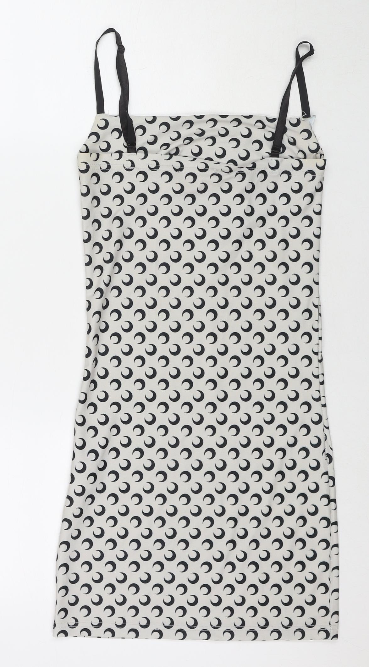 Wave Womens Grey Geometric Polyester Bodycon One Size Square Neck Pullover - Moon