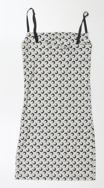 Wave Womens Grey Geometric Polyester Bodycon One Size Square Neck Pullover - Moon
