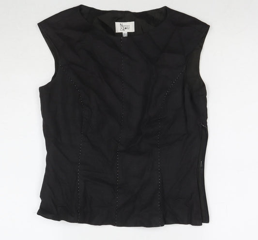 Nienham & lotz Womens Black Polyester Basic Tank Size 10 Round Neck