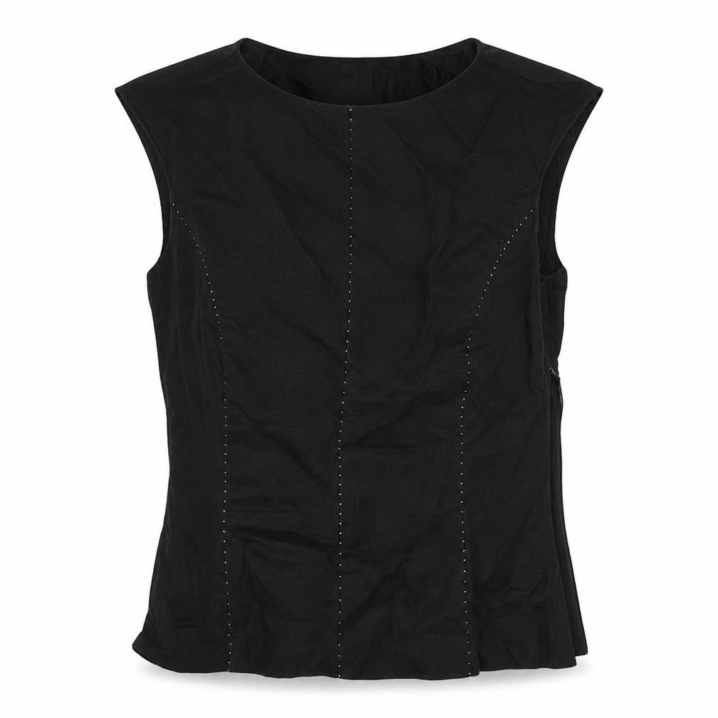 Nienham & lotz Womens Black Polyester Basic Tank Size 10 Round Neck