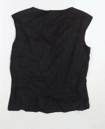 Nienham & lotz Womens Black Polyester Basic Tank Size 10 Round Neck