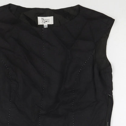 Nienham & lotz Womens Black Polyester Basic Tank Size 10 Round Neck