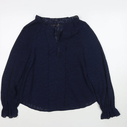 Marks & Spencer Womens Blue Polyester Basic Blouse Size 6 Round Neck