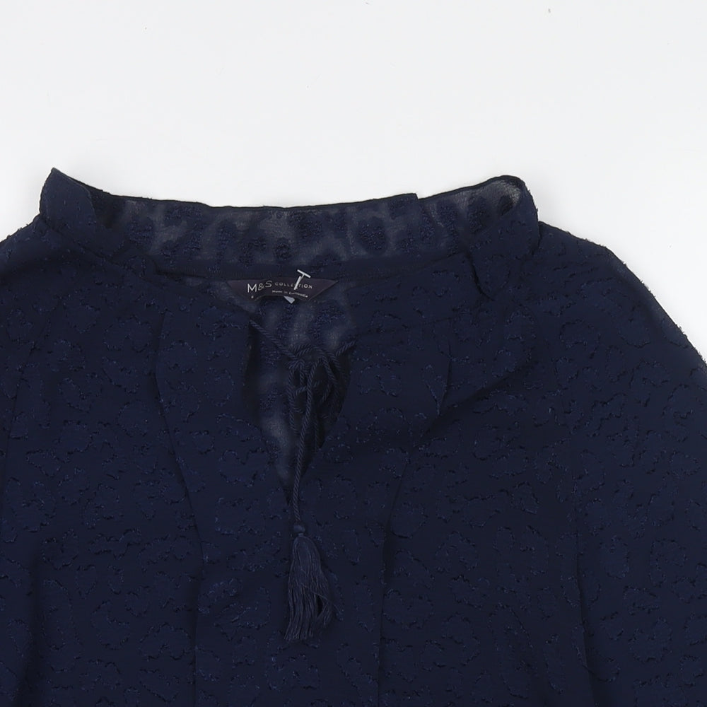 Marks and Spencer Womens Blue Polyester Basic Blouse Size 6 Round Neck