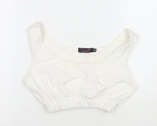 Classic Manchester Womens White Cotton Cropped Tank Size 6 Scoop Neck