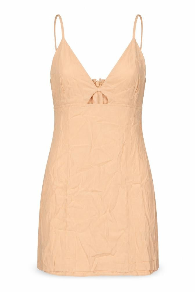 H&M Womens Orange Viscose Mini Size XS V-Neck Zip