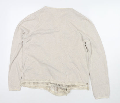 Marks & Spencer Womens Beige V-Neck Polyester Cape Jumper Size 12