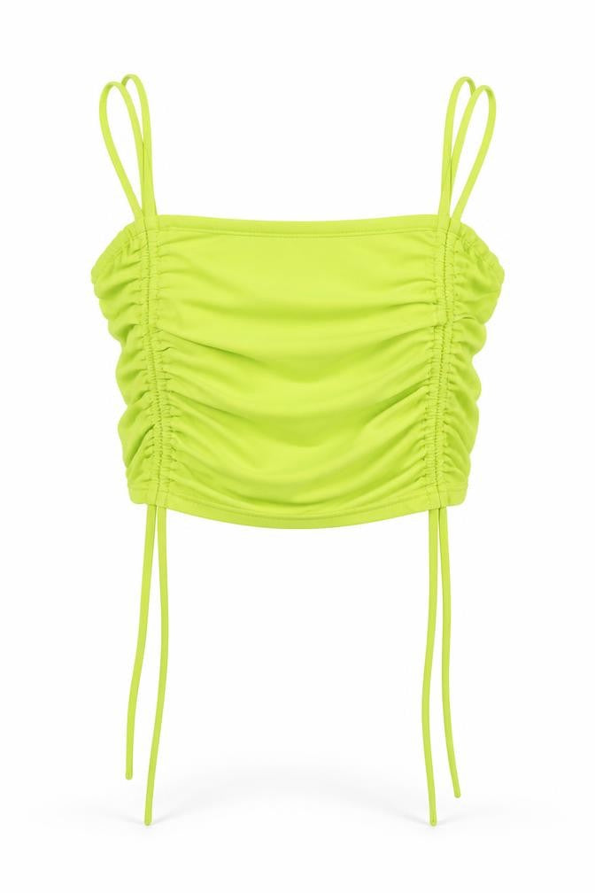 Love & Other Things Womens Green Polyester Cropped Tank Size S Square Neck
