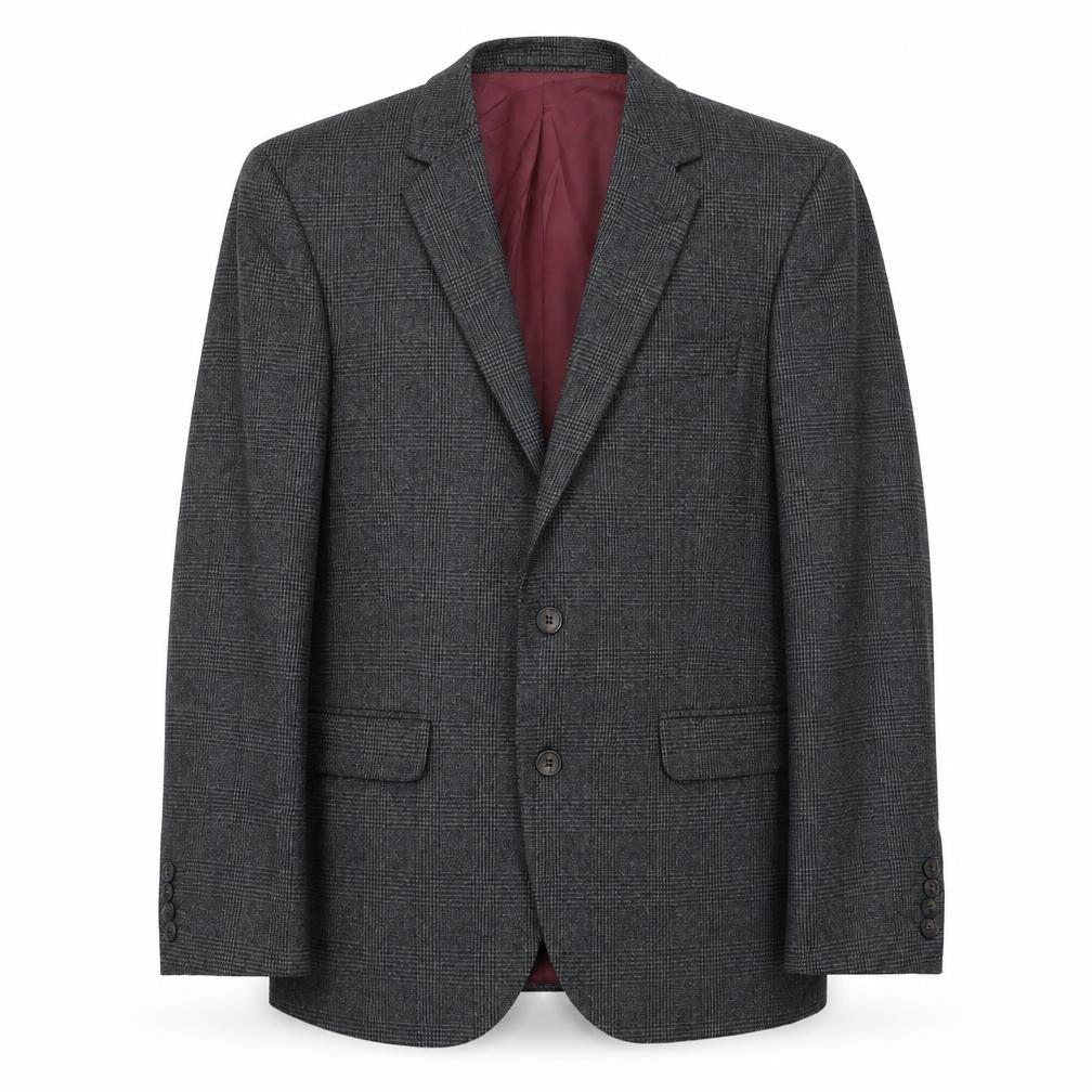 Marks & Spencer Mens Grey Plaid Polyester Jacket Suit Jacket Size 40 Regular