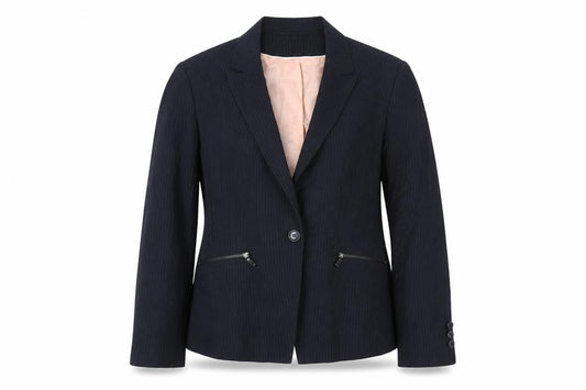 Marks & Spencer Womens Black Pinstripe Polyester Jacket Suit Jacket Size 14