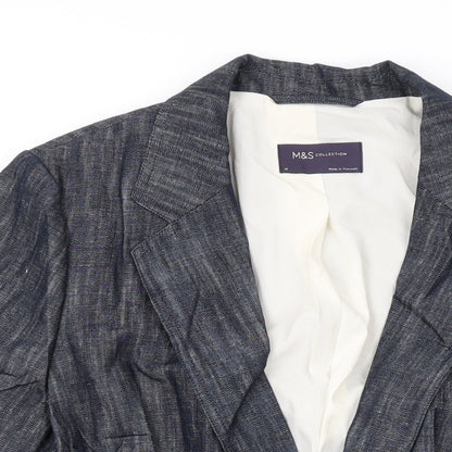 Marks & Spencer Womens Blue Jacket Blazer Size 14 Button