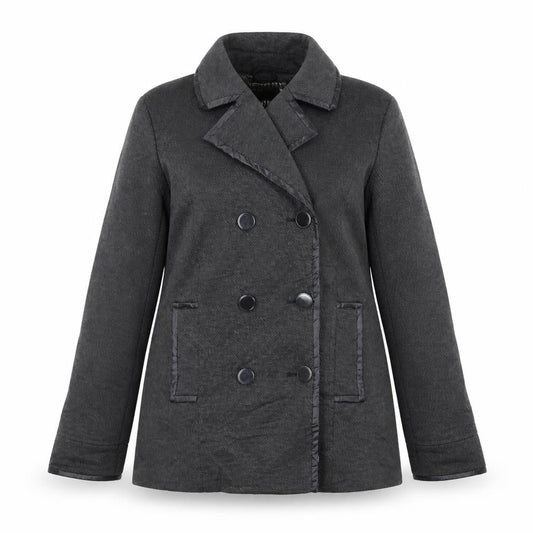 Front view of Principles women’s grey overcoat coat, size UK 14, button
