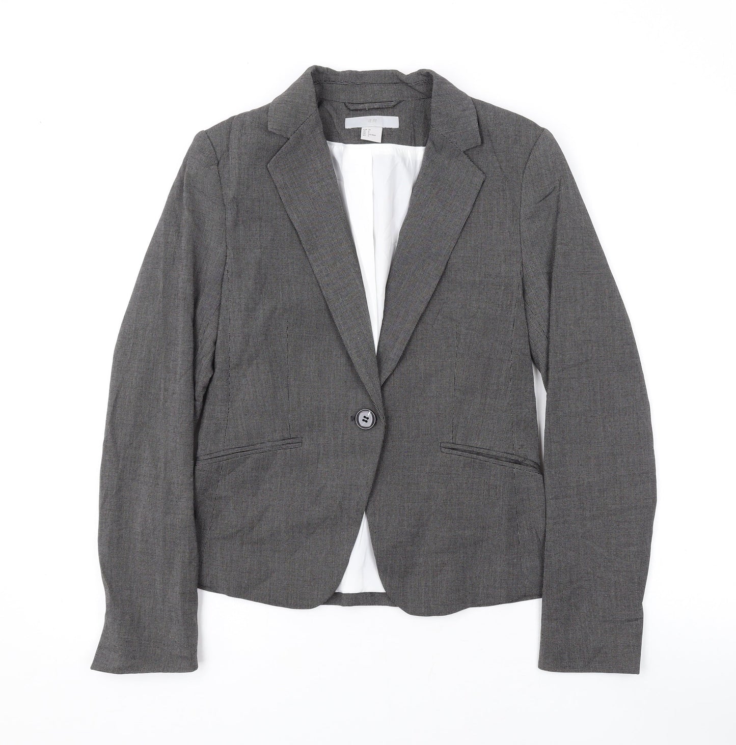 H&M Womens Grey Jacket Blazer Size 8 Button