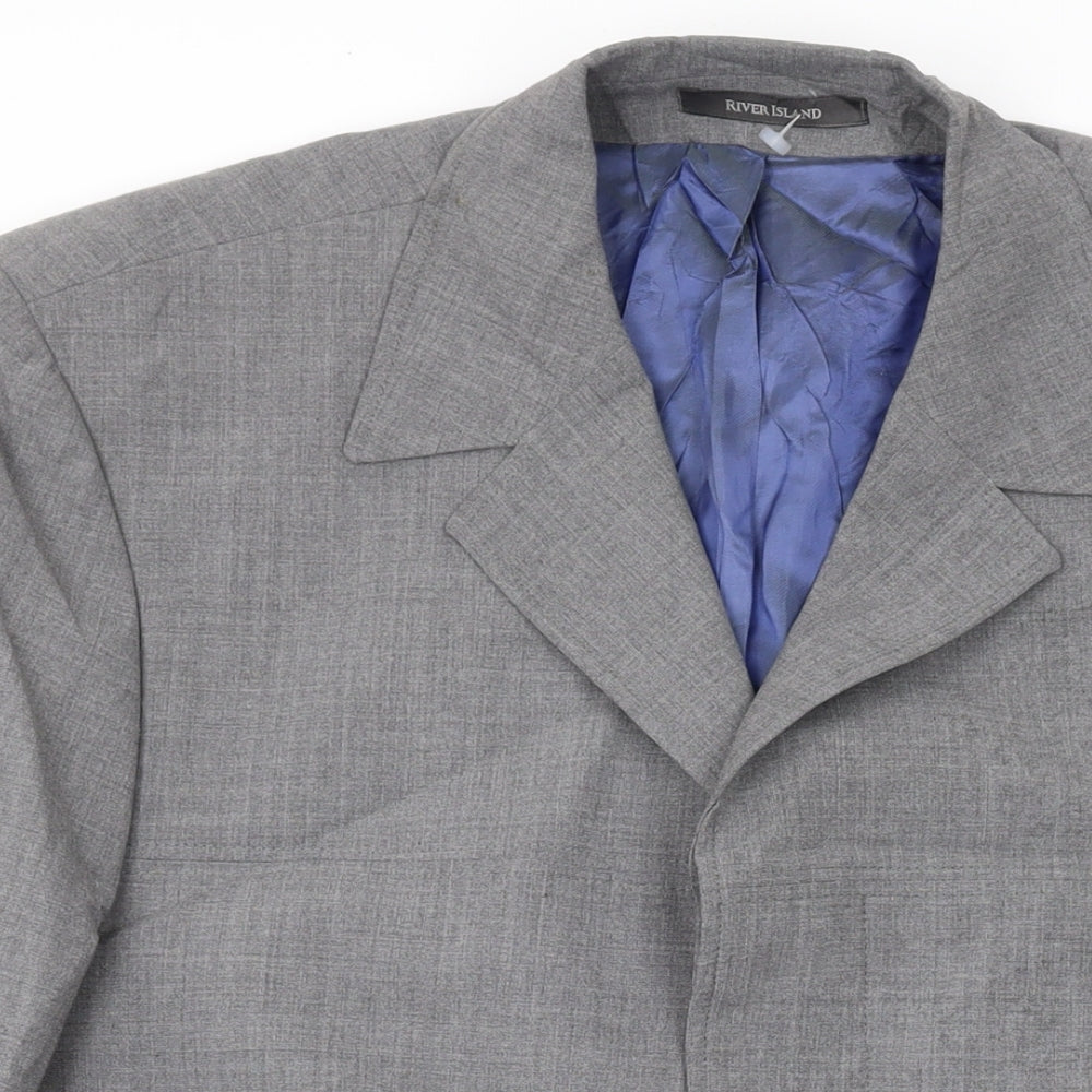 River Island Mens Grey Polyester Jacket Suit Jacket Size 40 Regular