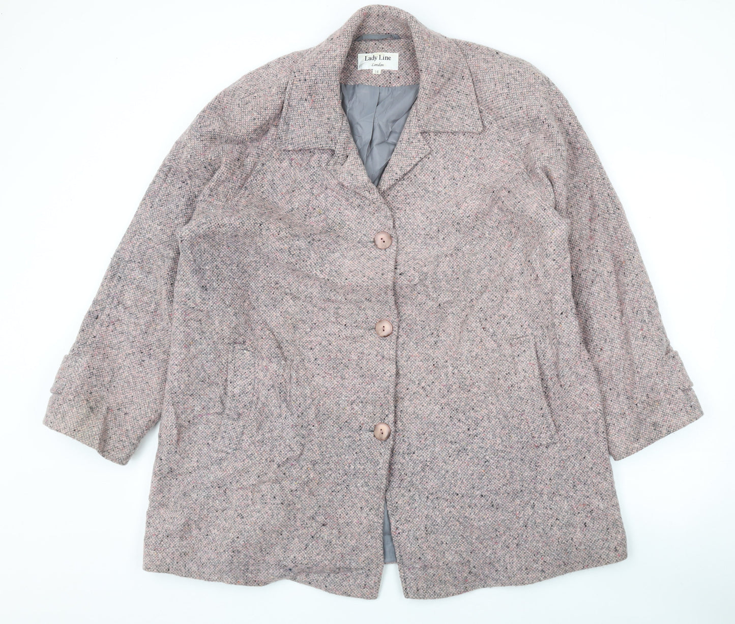 Lady Line Womens Pink Overcoat Coat Size 14 Button