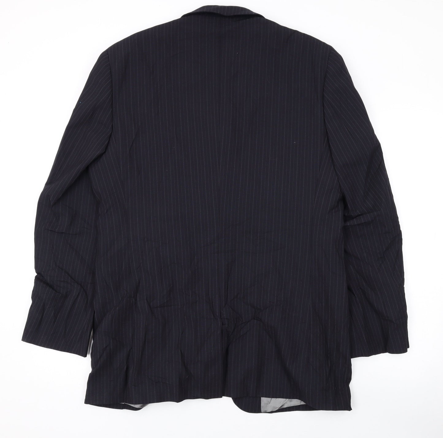 Karl Jackson Mens Black Striped Wool Jacket Suit Jacket Size 40 Regular