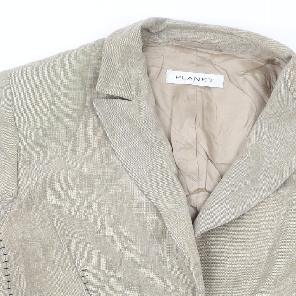 Planet Womens Beige Jacket Blazer Size 12 Button
