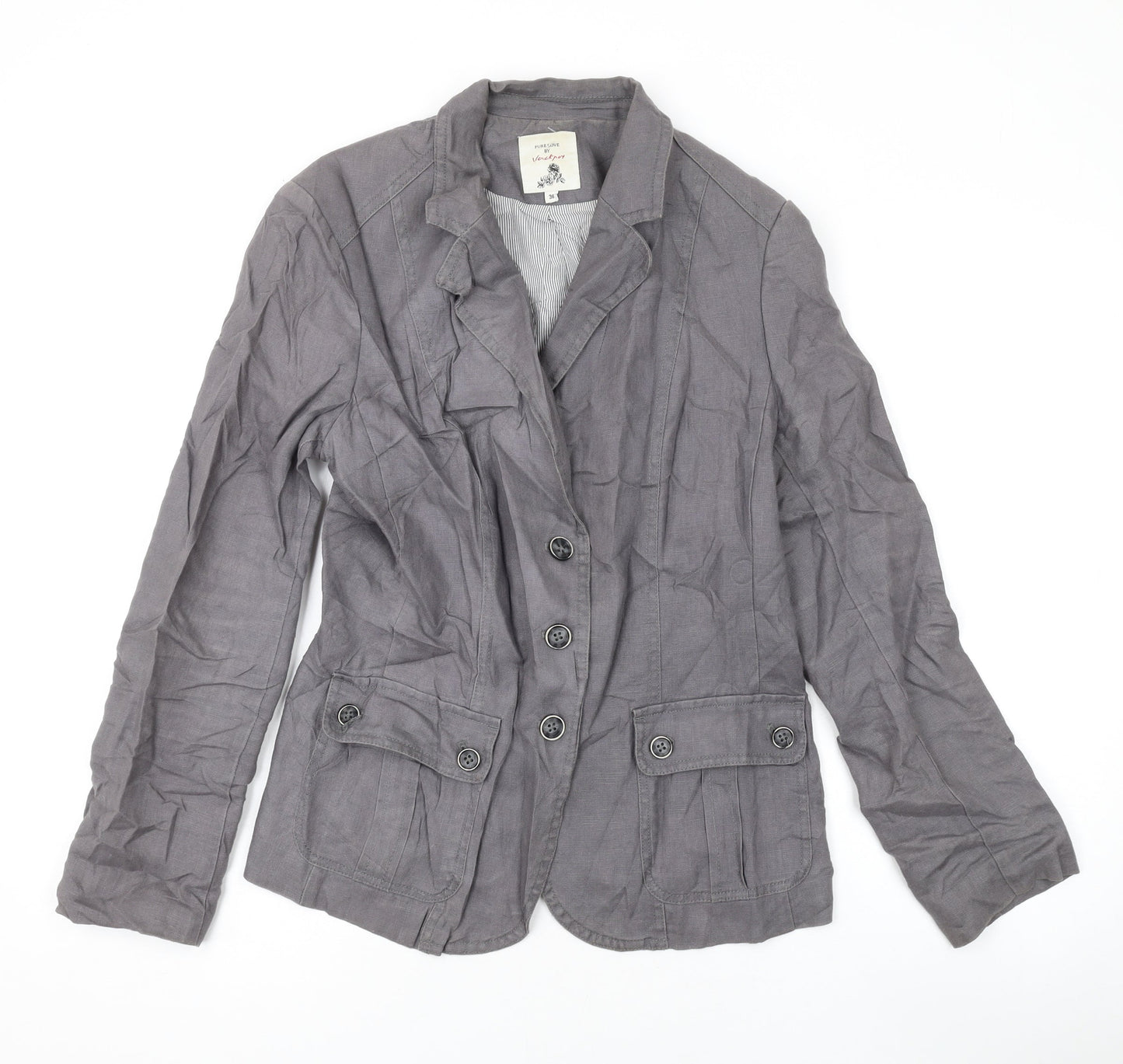 Jacknot Womens Grey Jacket Blazer Size 8 Button