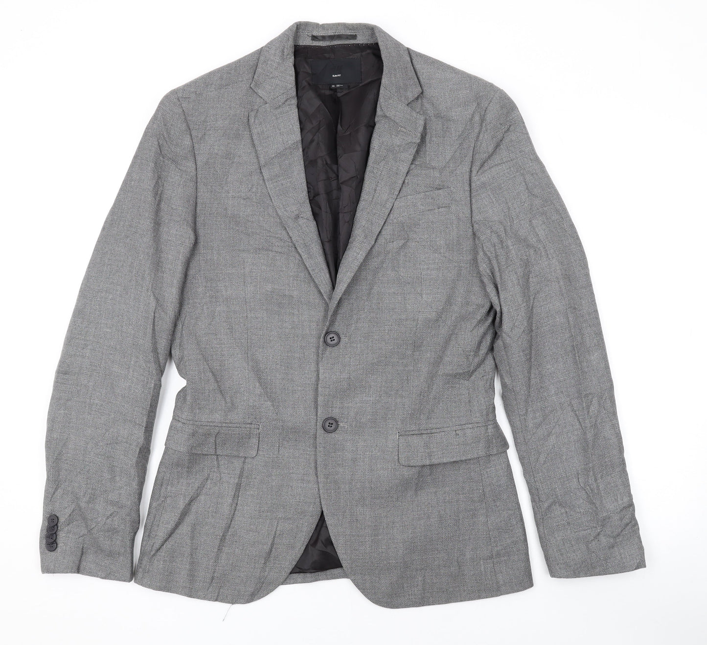 H&M Mens Grey Jacket Blazer Size 38 Button