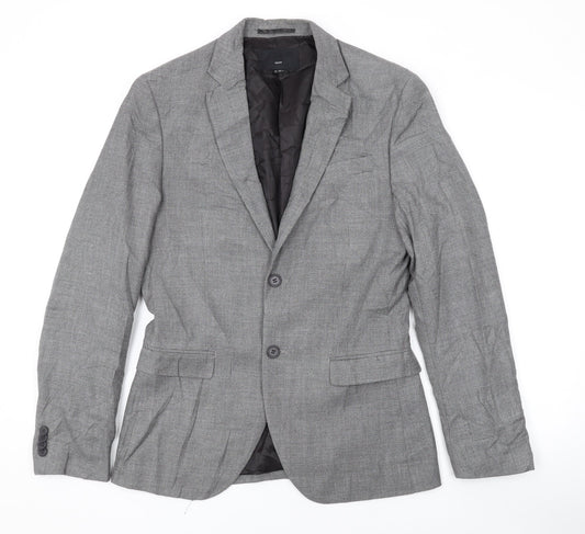 H&M Mens Grey Jacket Blazer Size 38 Button