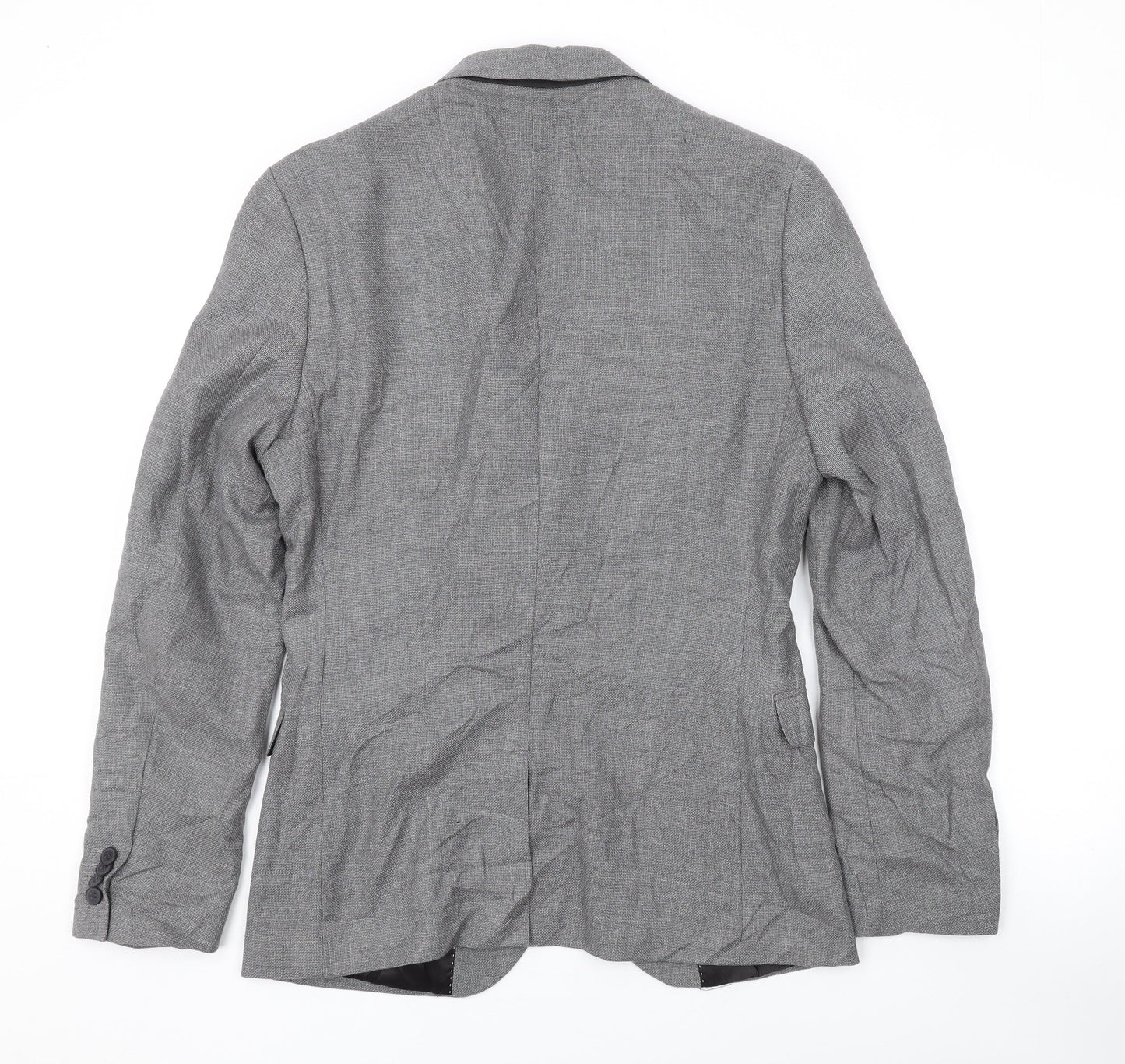 H&M Mens Grey Jacket Blazer Size 38 Button
