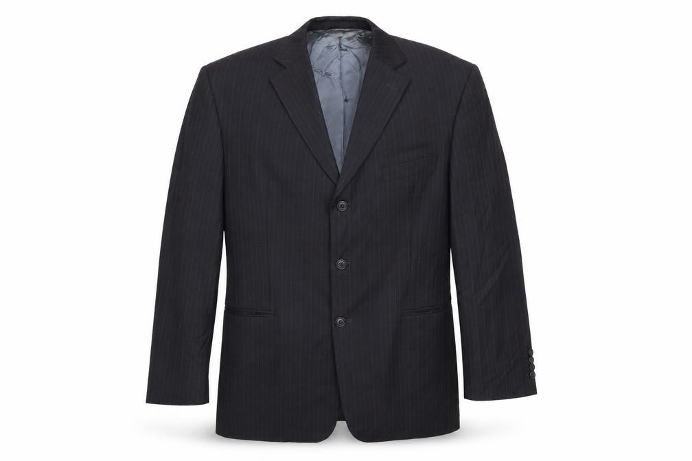 Marks & Spencer Mens Black Striped Wool Jacket Suit Jacket Size 44 Regular