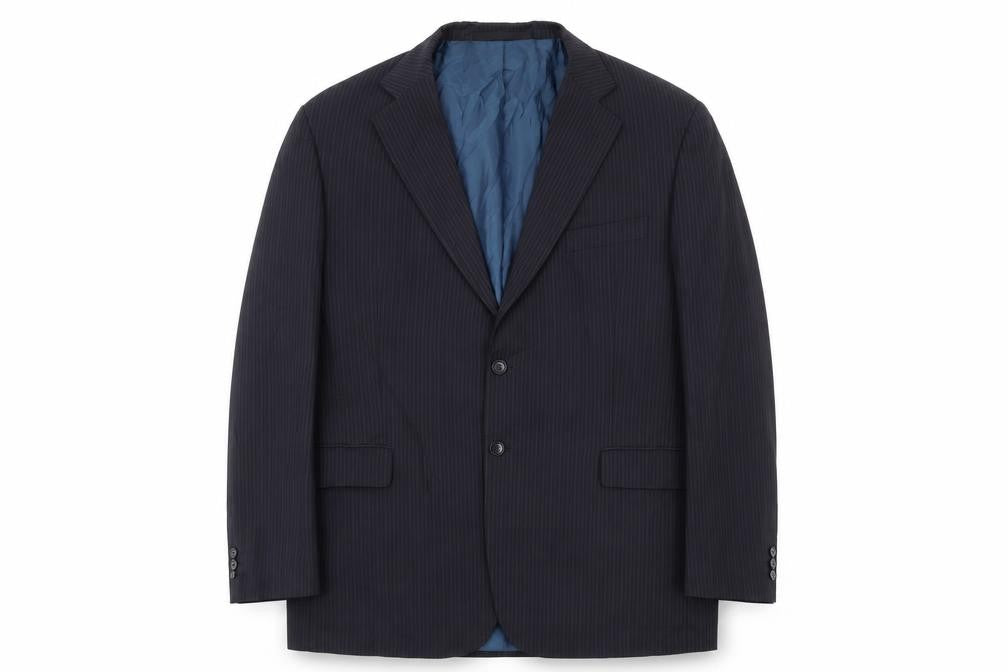 Marks & Spencer Mens Black Striped Polyester Jacket Suit Jacket Size 44 Regular