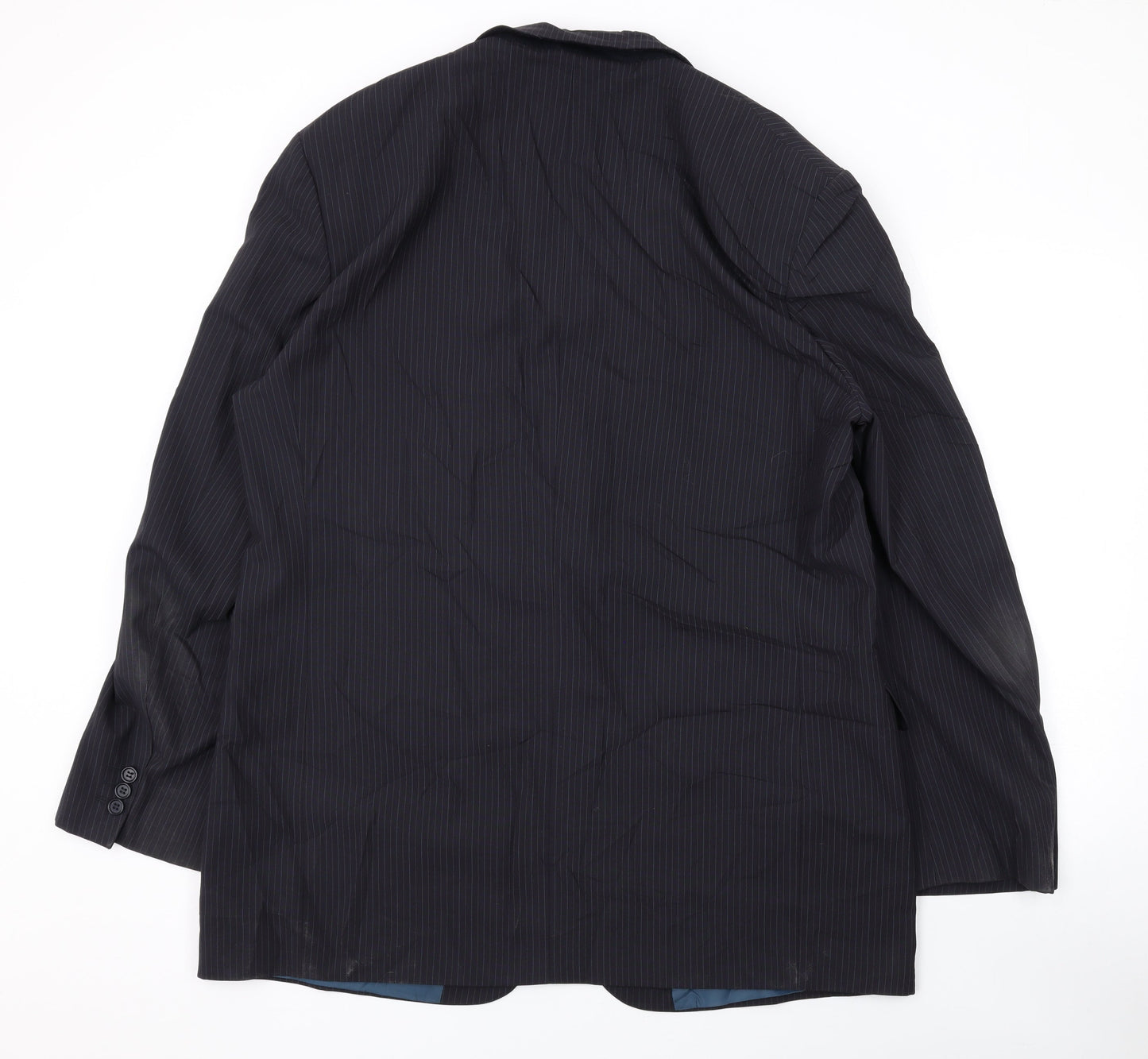 Marks and Spencer Mens Black Striped Polyester Jacket Suit Jacket Size 44 Regular