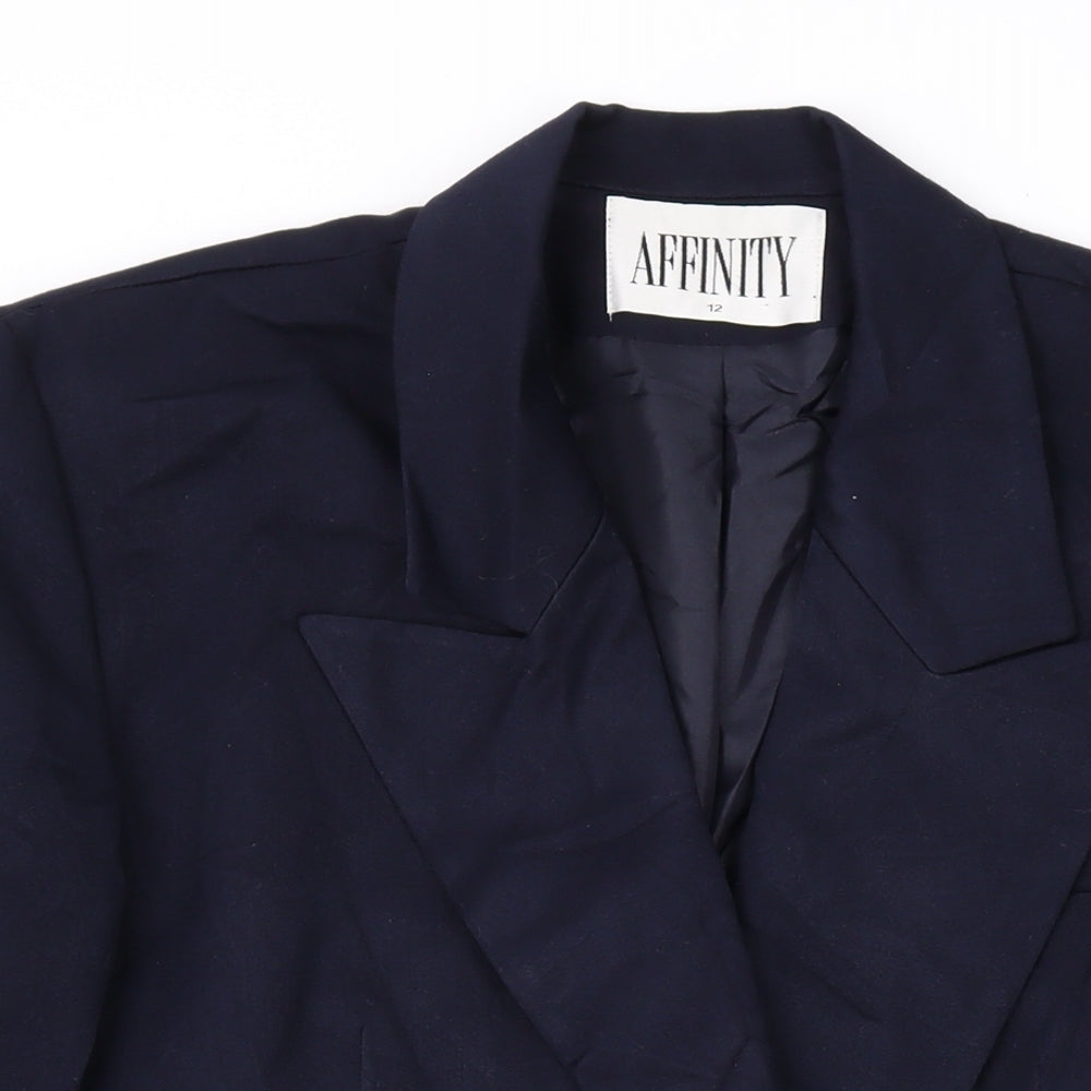 Affinity Womens Blue Jacket Blazer Size 12 Button