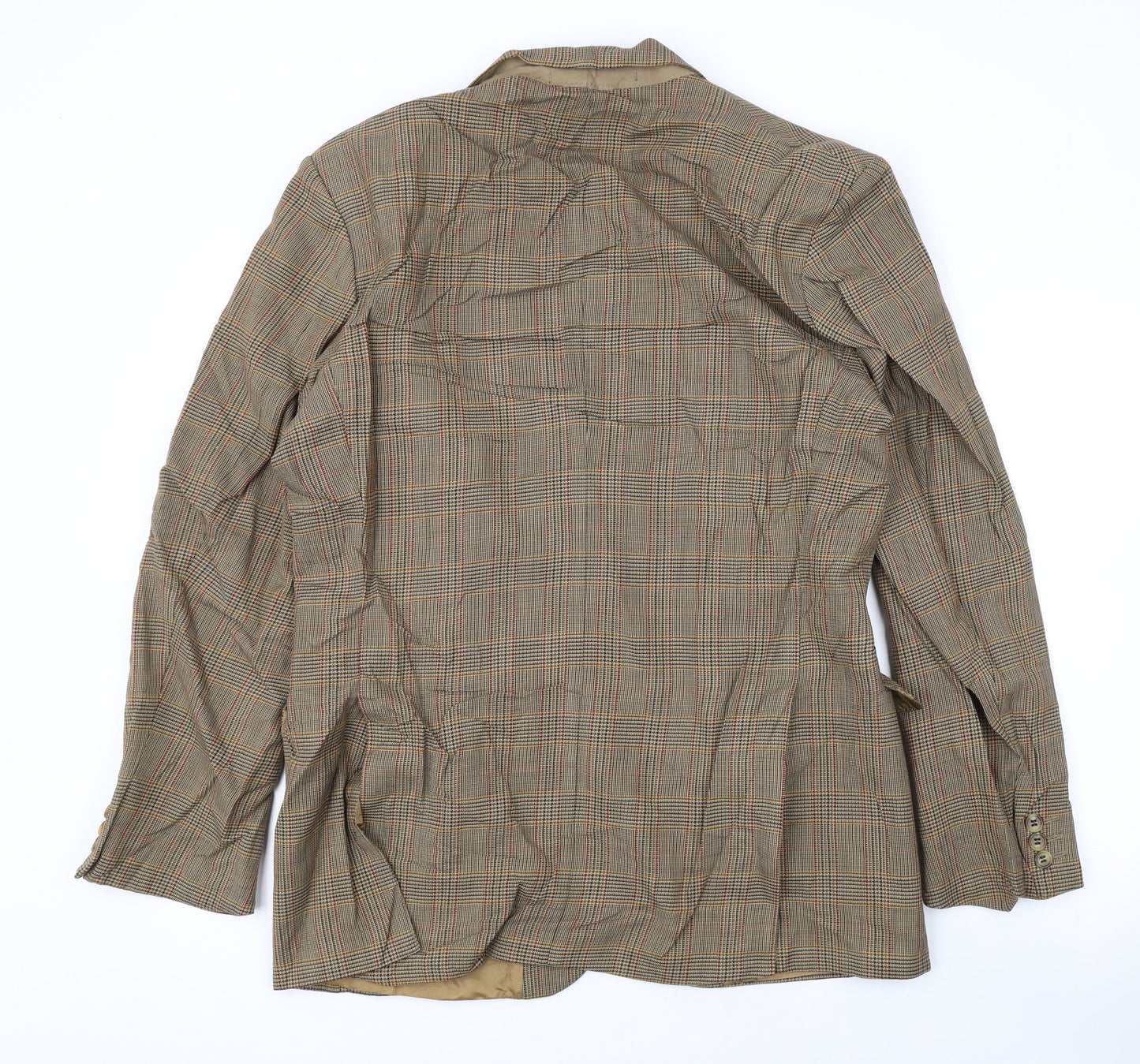 Marks and Spencer Mens Brown Plaid Jacket Blazer Size 40 Button