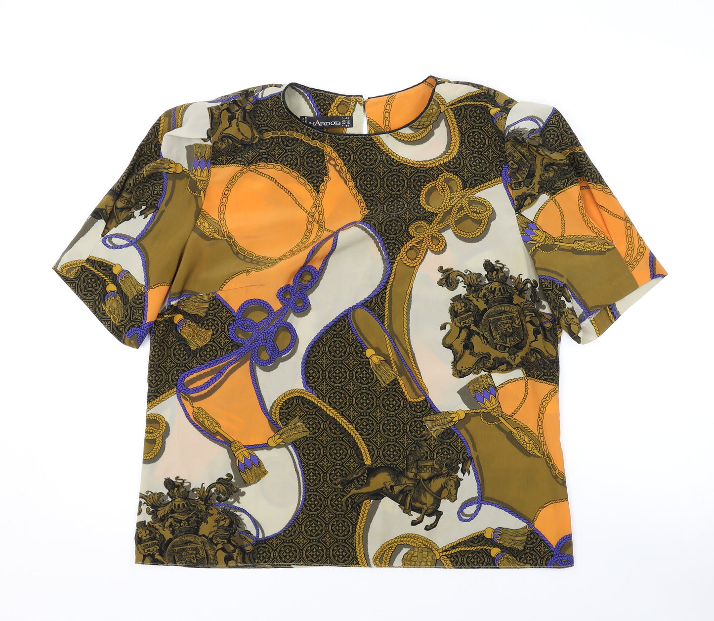 Hardob Womens Multicoloured Geometric Polyester Basic T-Shirt Size 16 Round Neck