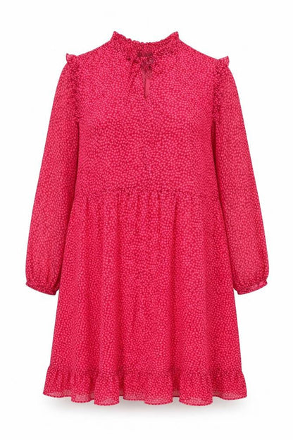 John Lewis Womens Pink Polka Dot Polyester A-Line Size 18 V-Neck Pullover