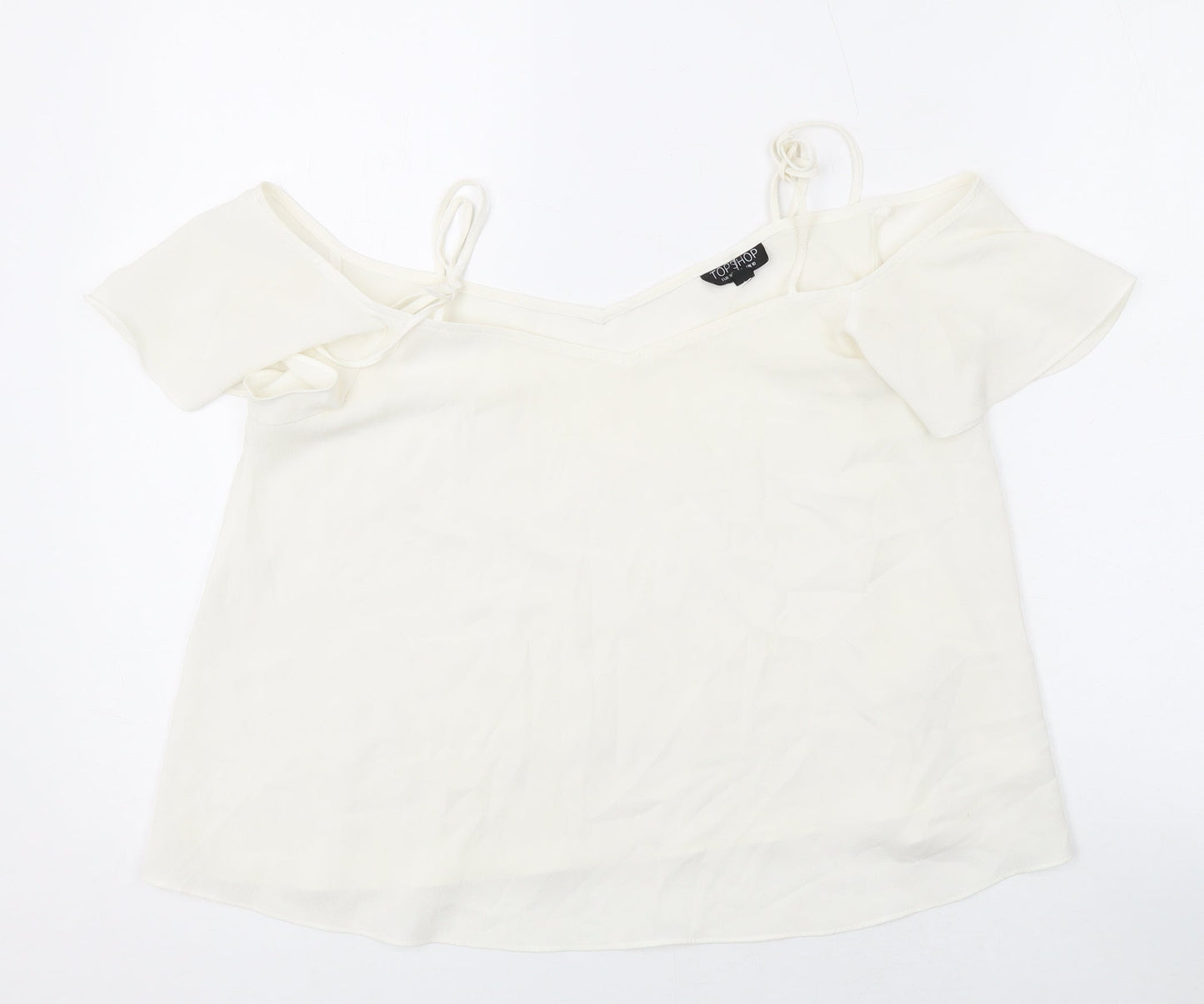 Topshop Womens Ivory Polyester Basic Blouse Size 10 Square Neck