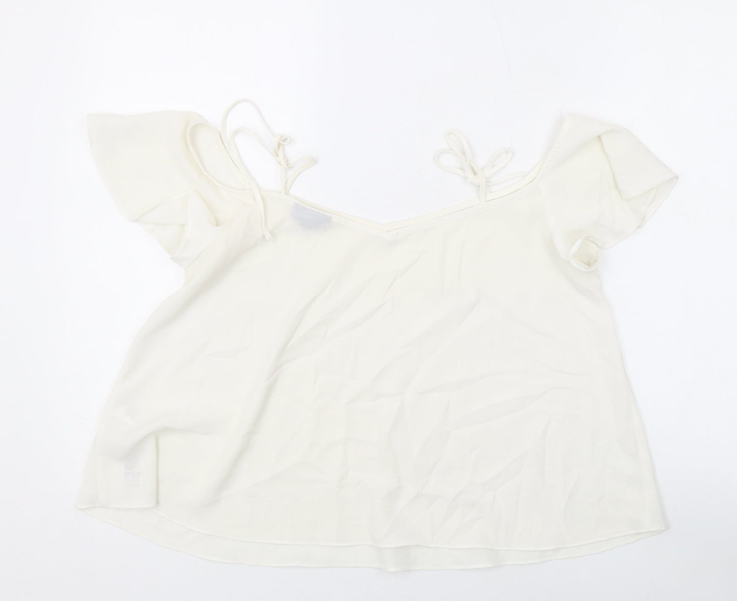 Topshop Womens Ivory Polyester Basic Blouse Size 10 Square Neck