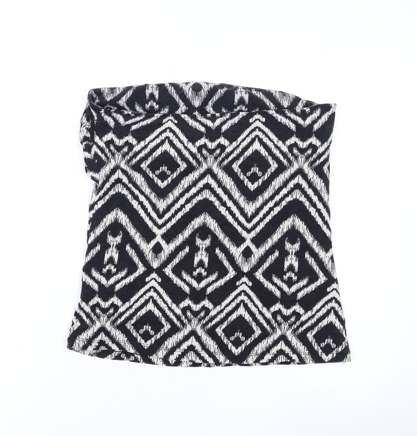 H&M Womens Black Geometric Cotton Basic Blouse Size L Off the Shoulder
