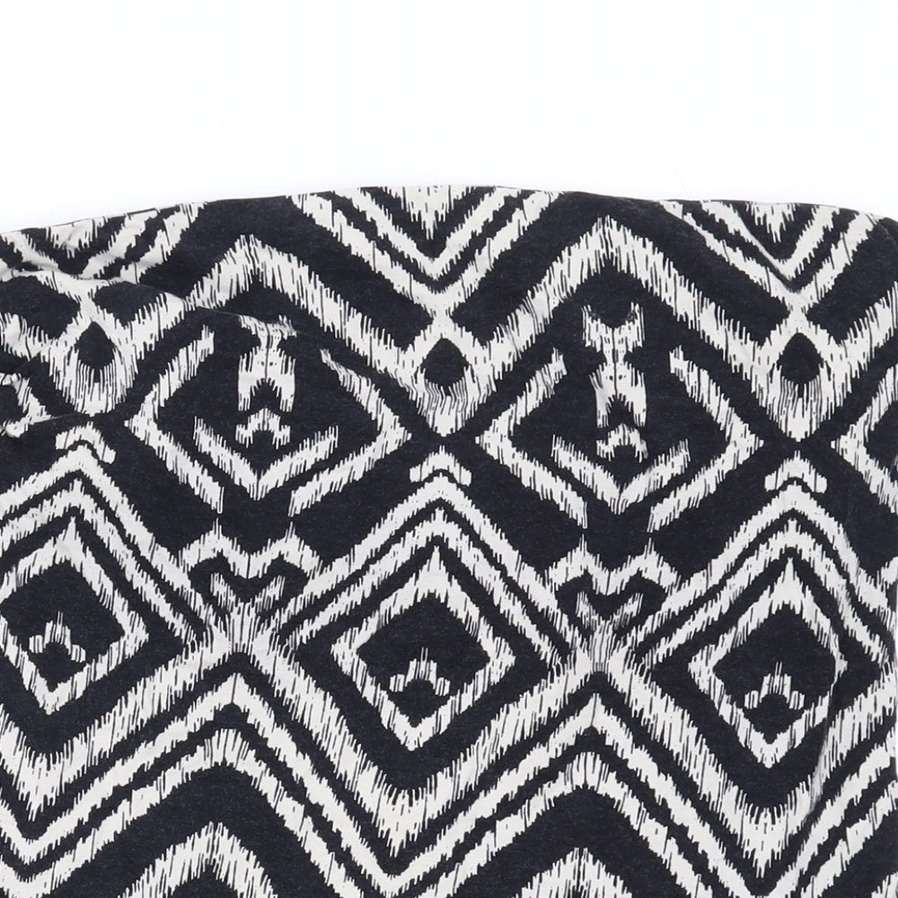 H&M Womens Black Geometric Cotton Basic Blouse Size L Off the Shoulder