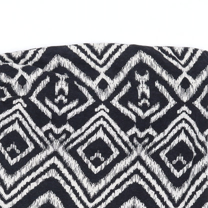 H&M Womens Black Geometric Cotton Basic Blouse Size L Off the Shoulder