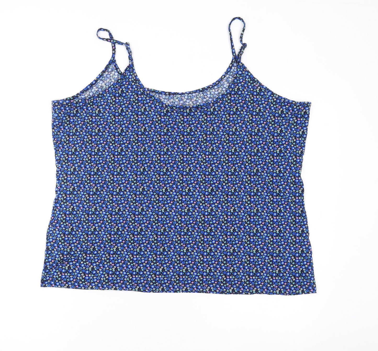 Marks and Spencer Womens Black Floral Cotton Camisole Tank Size 24 Scoop Neck