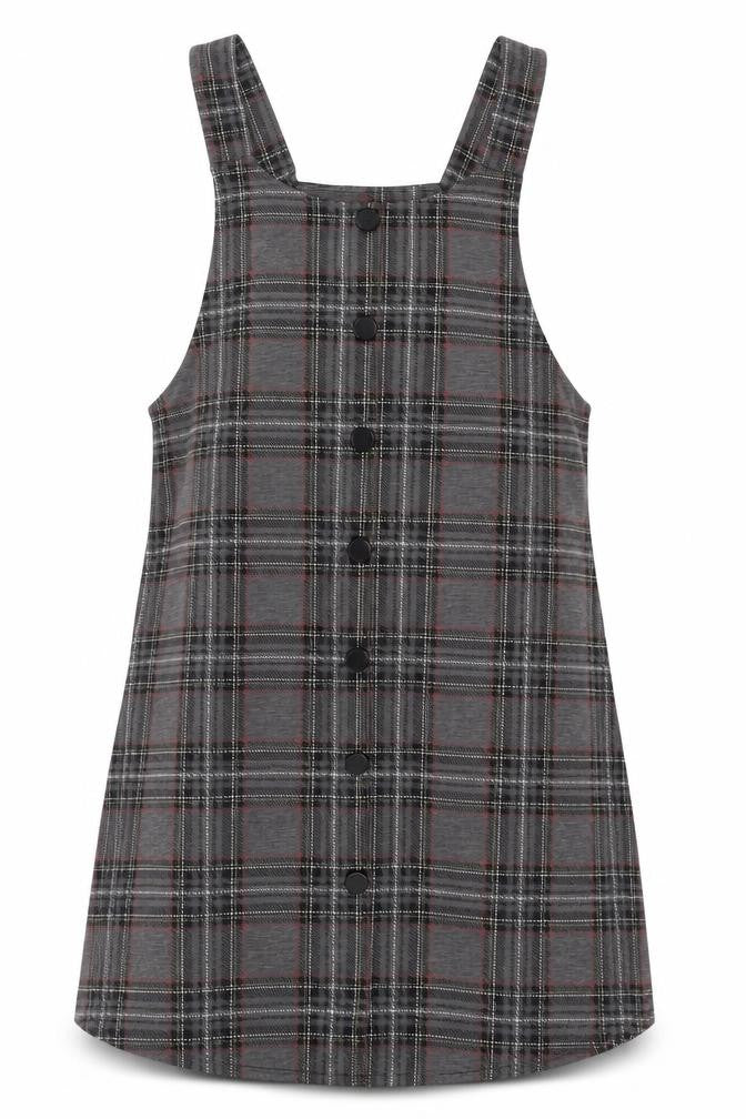 New Look Womens Grey Plaid Polyester Tank Dress Size 10 Square Neck Pullover