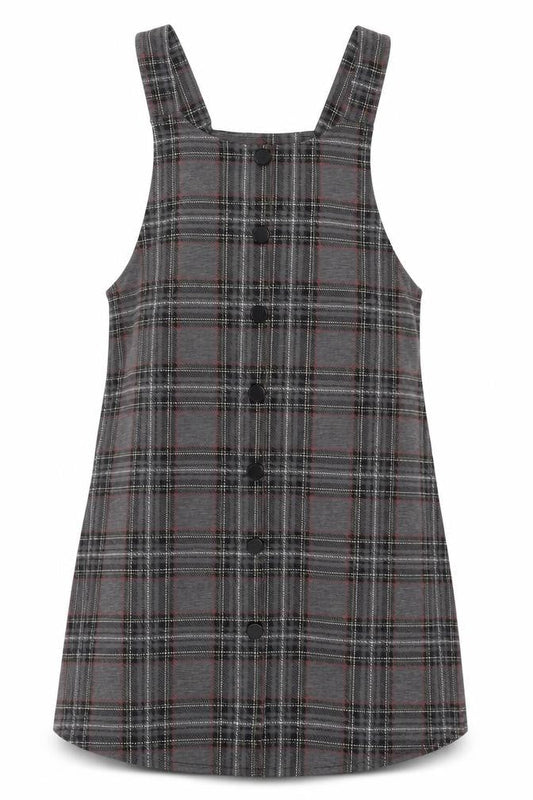 New Look Womens Grey Plaid Polyester Tank Dress Size 10 Square Neck Pullover