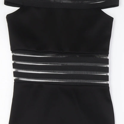 Boohoo Womens Black Polyester Bodycon Size 8 Off the Shoulder