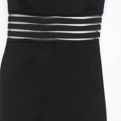 Boohoo Womens Black Polyester Bodycon Size 8 Off the Shoulder