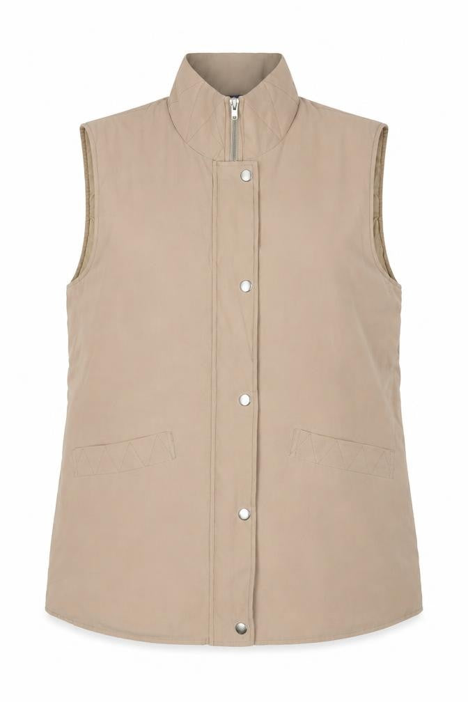Spirit Womens Beige Gilet Waistcoat Size L Zip