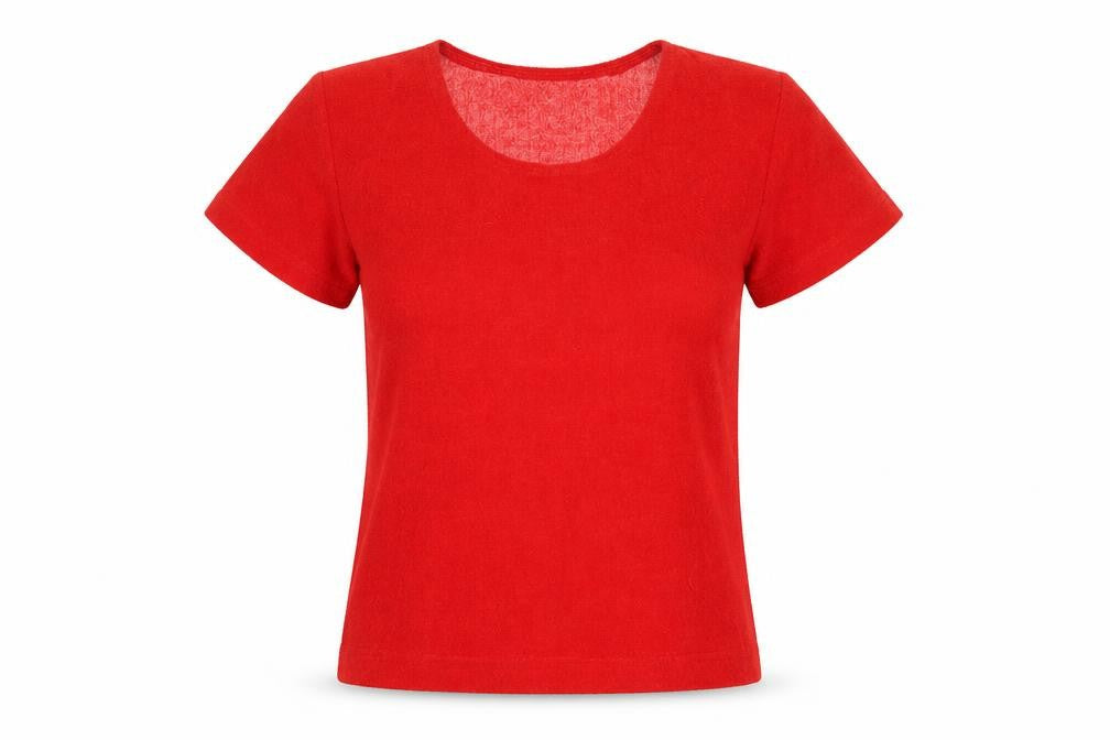 Theme Womens Red Polyester Basic T-Shirt Size 10 Round Neck