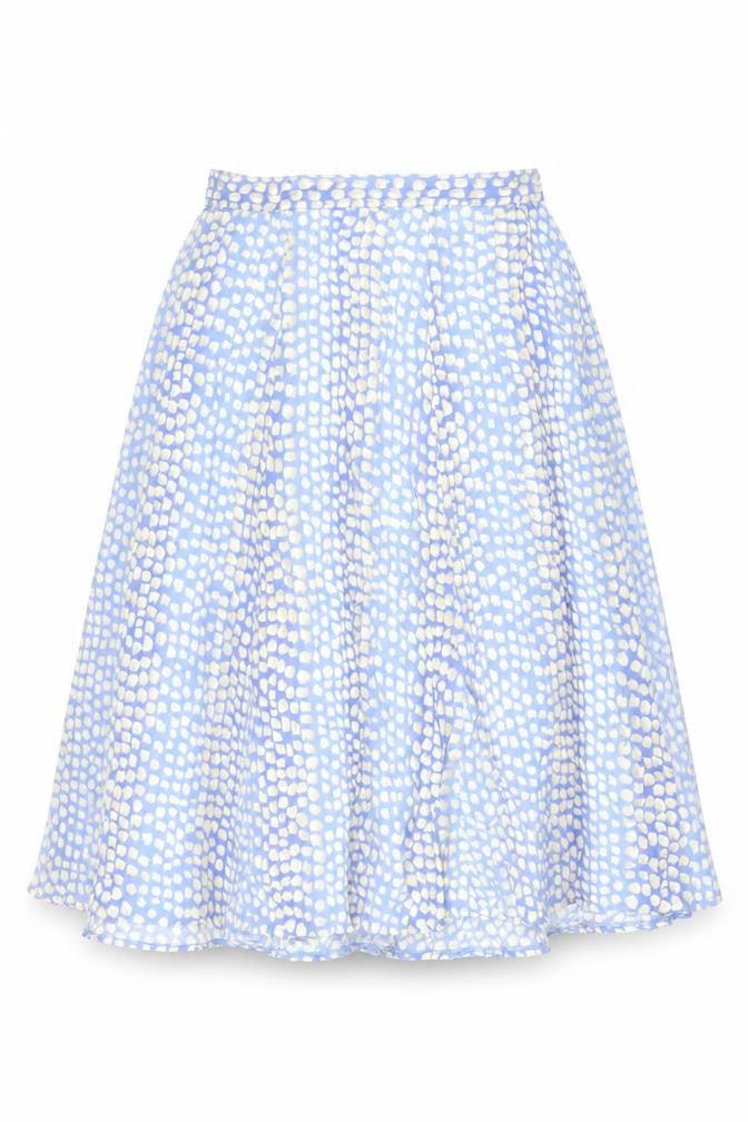 Travelling Light Womens Blue Geometric Viscose Swing Skirt Size 18 Zip