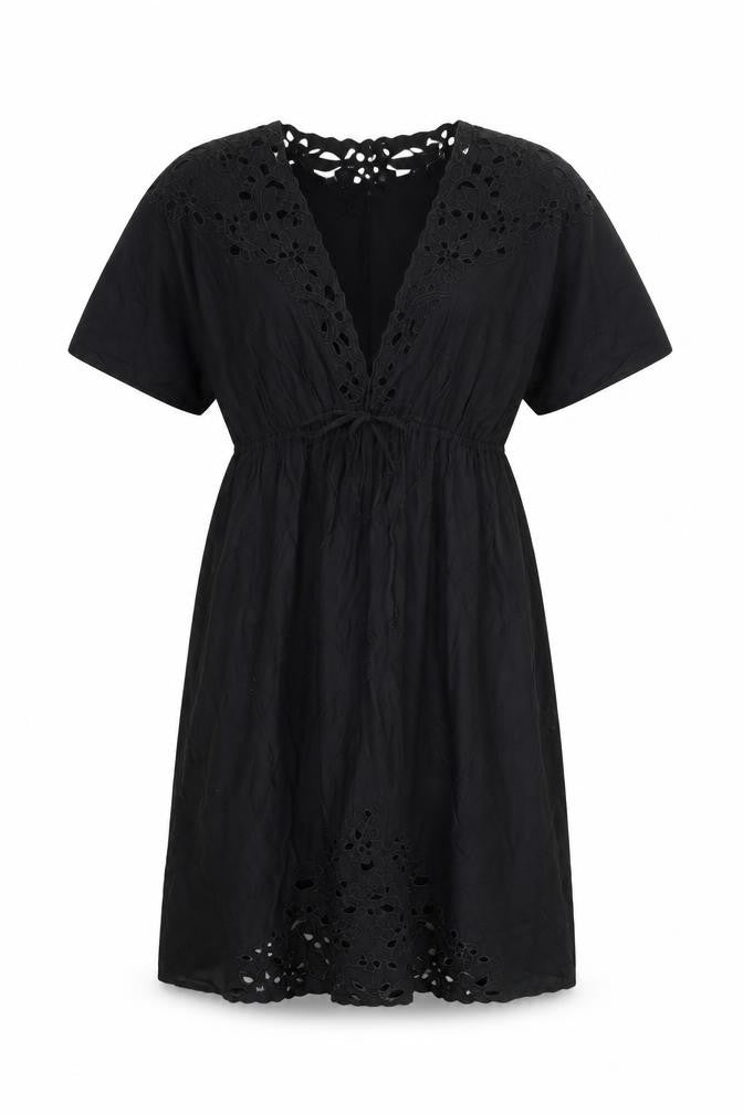 Mango Womens Black Polyester A-Line Size 10 V-Neck Pullover
