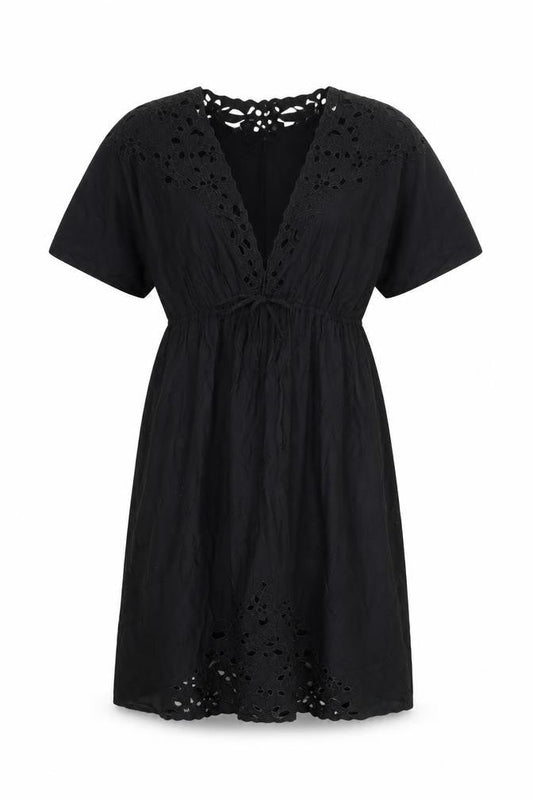 Mango Womens Black Polyester A-Line Size 10 V-Neck Pullover
