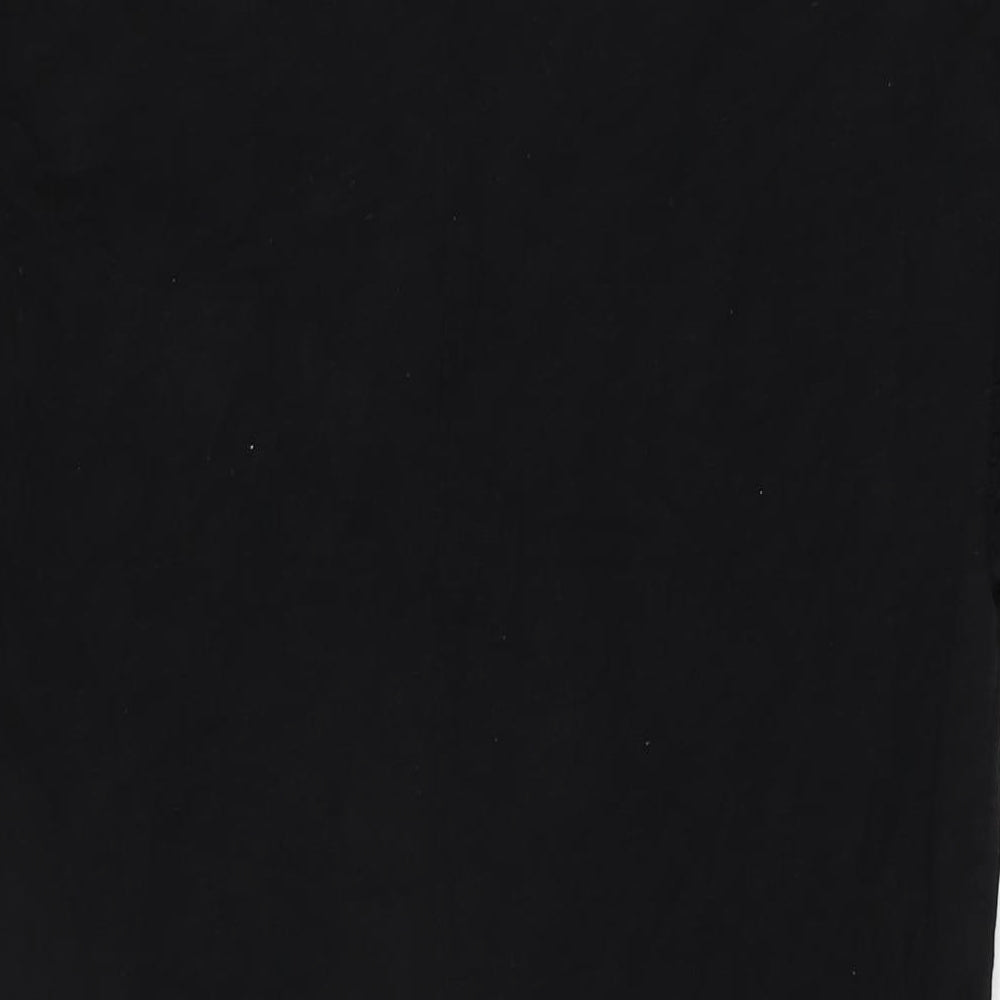 The White Company Womens Black Cotton T-Shirt Dress Size 4 V-Neck Pullover