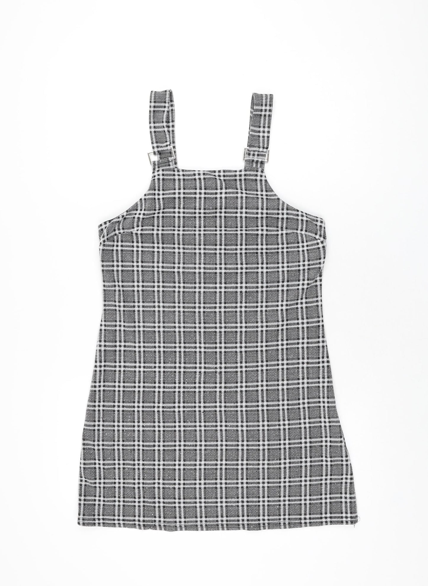 New Look Womens Grey Plaid Polyester Mini Size 10 Square Neck Pullover